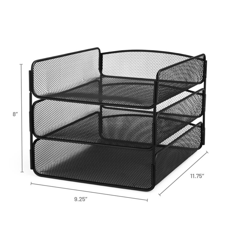 Safco Onyx Desk Organizer, 3 Trays, Office and Classroom Mailbox, Paper and Mail Sorter, Steel Mesh, Black - Image 5